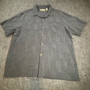 Sideout Destinations Mens XL Silk Shirt Geometric Textured Camp SS Black